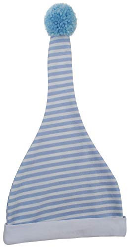Ringelsuse Baby Zipfelmütze Zwergenmütze Babymütze blau weiß gestreift Bommel (43 cm (2-6 Monate))