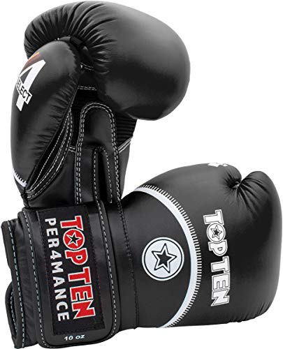 TOP TEN Boxhandschuhe Männer & Frauen 4select – Professionelle Kunstleder-Box Handschuhe Männer | Innovative 4-Schicht IMF-Polsterung für maximalen Schutz & Dämpfung