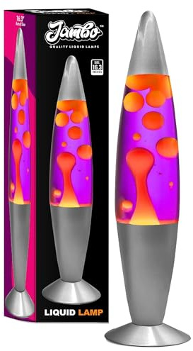 Jambo 16 Beautiful Lamp- Purple with Yellow/Orange Wax, Relaxing Liquid Light, Night Light Nightlight, Home Decor Living Room Office Bedroom Lamp for Adults Teens Kids Magma Motion