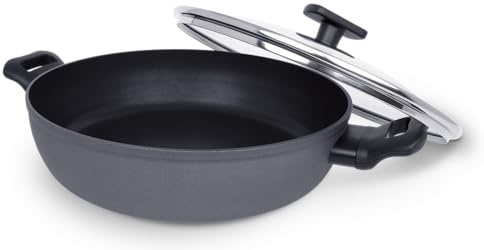 Arcos Serie Kaula | Cacerola Antiadherente 28 cm | Aluminio Forjado | Recubrimiento QuanTanium | Apta cualquier cocina | Mango Efecto Frio | Sistema ahorro energético | Apta lavavajillas | Color Negro