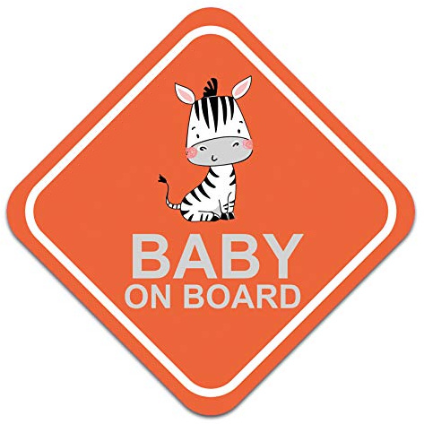 Baby on Board Aufkleber Auto 10x10cm Tier Motiv Sticker Autoaufkleber für Heckscheibe Kofferraumdeckel Kfz Zubehör Selbstklebend Wetterfest R127 (Nr. 2 Zebra)