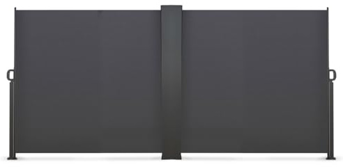 IDMarket - Doppelter einziehbarer Außenparavent 160 x 800 cm anthrazitgrau Seitenrollo
