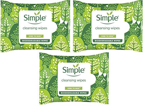 Simple Kind to Skin Cleansing Wipes Biodegradable 20 Piece 3 Packs