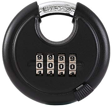 Cadenas à disque en acier inoxydable à combinaison à 4 chiffres (7,6 cm) pour entrepôt, abri de jardin, casier de rangement, unités (noir, 1)