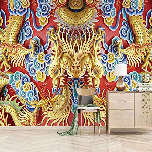 FVGKYS Wandbilder Schlafzimmer Erwachsene Kinder Tapete Plakate 3D Totem Des Gelben Drachen Selbstklebend Wandgemälde Wandtattoo Kunst Dekoration Für Wohnzimmer Küche Wanddekoration 200x150cm