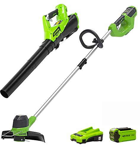 Greenworks 40V 30cm Cordless Grass Trimmer, Axial Leaf Blower with 2Ah Battery and Charger
