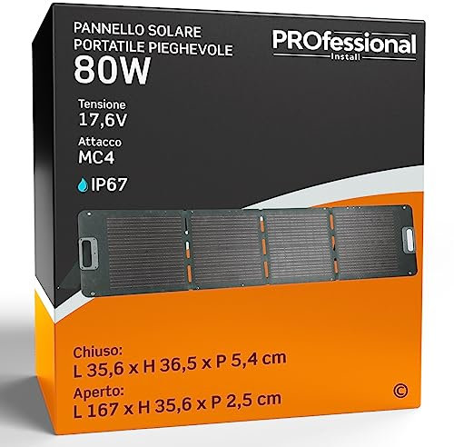 Pannello Solare Portatile 80W Impermeabile IP67 - Tripla connessione MC4 XT60 DC7909 - USB-A e USB-C integrate