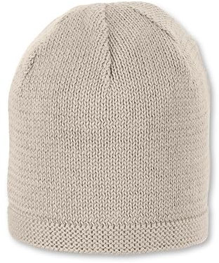 Sterntaler OCS Strickmütze - Klassische Babymütze aus Baumwollgarn (Bio) - Unisex Übergangsmütze ab Geburt - Basic Kopfbedeckung - Beanie Mütze einfarbig - Größe 35, Farbe beige