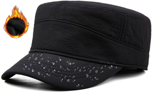 Herren Wasserdicht Winter Military Schildmütze: Cuba Army Basecap Haube, Warme Wintermütze Trappermütze, Baseball Army Cap Kappe, Männer Schildkappen Kopfbedeckung Hut, M L 58 59 60 cm schwarz