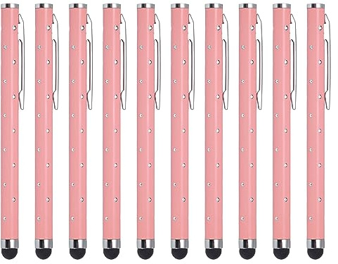 QUARKZMAN 10uds Brillo Imitación Diamante Óptico Lápiz Bolígrafos para Táctiles Pantallas Universal Metal Bolígrafo Capacitivo para Capacitivo Táctil Pantalla Dispositivo, Rosa