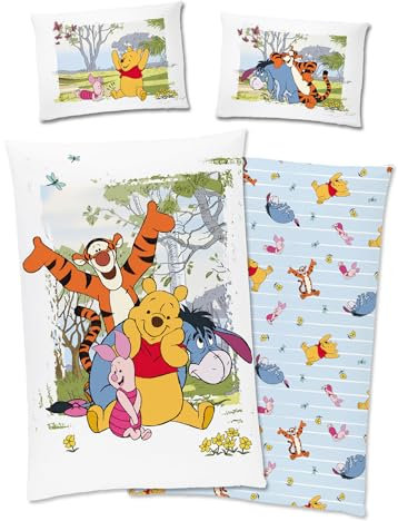 Disney Winnie The Pooh Bettwäsche 40x60 + 100x135cm 100% Baumwolle mit Reißverschluss