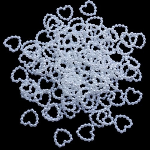 SYSUII 300 Stück Herz Deko Perlenherzen Deko Hochzeitsperlen Perlen Streudeko Scrapbooking Tischdeko Streudeko für DIY-Kleidung Zubehör Verzieren Fotorahmen Hochzeit DIY Basteln Dekorieren -Weiße
