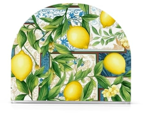 CHIFIGNO Serviettenhalter für Tisch im sizilianischen Stil, Zitronen und Blätter, Acryl, Steh-Serviettenhalter, Cocktail-Papierserviettenhalter, Abendessen, Küche, Restaurant, Bar, Zubehör, 1 Packung