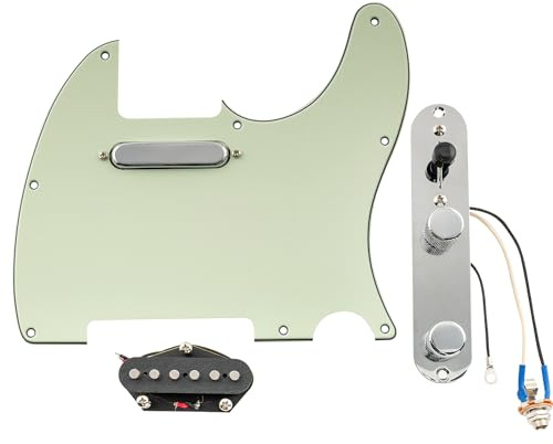 Musiclily Pro Pre-wired Tele Pickguard Verkabeltes Schlagbrett mit Loaded Kontrollplatte Artec Alnico 5 Tonabnehmer für T-Style E-Gitarre, 3-lagig Mint Green