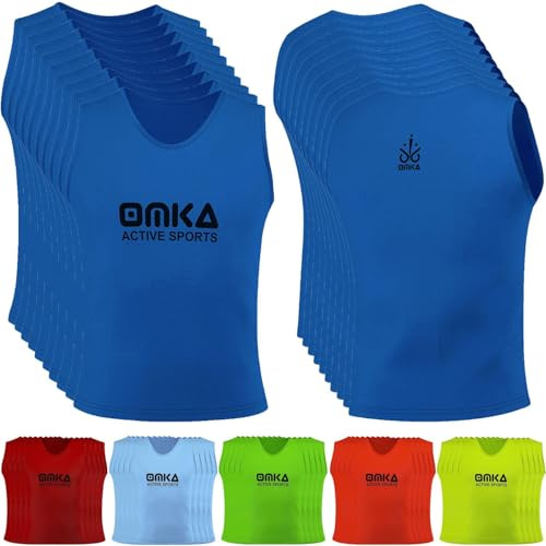OMKA Leibchen Trainingsleibchen – Markierungshemd für Team Sport, Fussball, Training, Jogging, Hocky, Handball in Gelb, Rot, Grün, Orange, Blau für Herren, Kinder & Damen - ideal für Teams