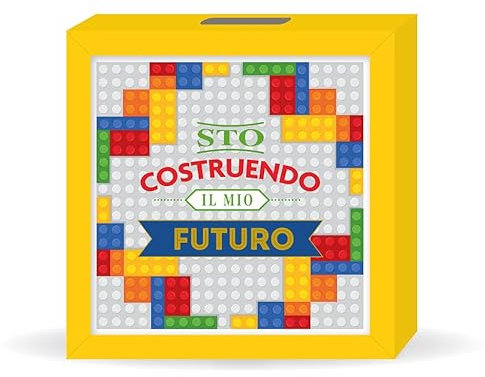 LINA OFFICINE GRAFICHE CREATIVE salvadenaio in legno regalo compleanno con la scritta STO COSTRUENDO IL MIO FUTURO