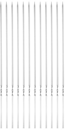 QUARKZMAN 12 piezas de Brochetas de Metal de 35 cm x 4,3 mm x 1,2 mm de Acero Inoxidable Palitos Planos Reutilizables para Barbacoa al Aire Libre Parrilla de Barbacoa para Carne, Camarones