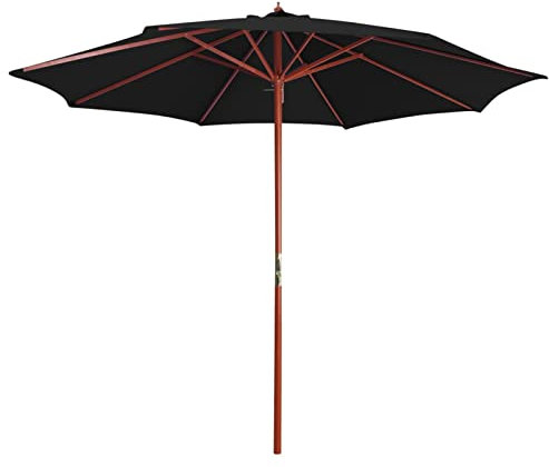 qohoio Parasol avec mât en bois 300x258 cm Noir Parasol De Jardin Exterieur,Protection Uv,Parasol,