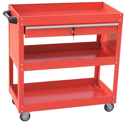 YCOVSFP 3-stufiger Werkzeugwagen Mit 150 Kg Tragkraft, Servicewagen Mit Schraubendreherhalter, Pegboard-Werkzeugaufbewahrungs-Organizer, Ideal for Garage, Lager Und Reparaturwerkstatt