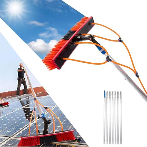 WANGYYDS Teleskopstange 5-12m/16-40 Fuß Wassergespeiste Teleskopstange Fensterreinigung, Teleskopstange Mit Interner Wasserspender Und Bürste, 2-in-1 Duschwischer,55cmHeadSliver-8m/26.25in