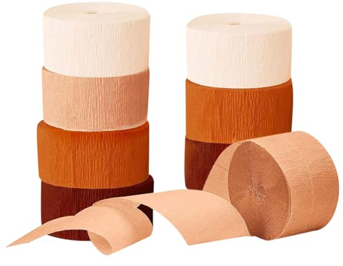 8 Rollen 4,5 cm x 25 m, farbige Krepppapier-Luftschlangen, Hochzeits-Hintergrund, Papier-Luftschlangen, Brautparty, Party-Papierband, Dekorationen für Babyparty, Geburtstag, Braun, Orange, Hellbraun,