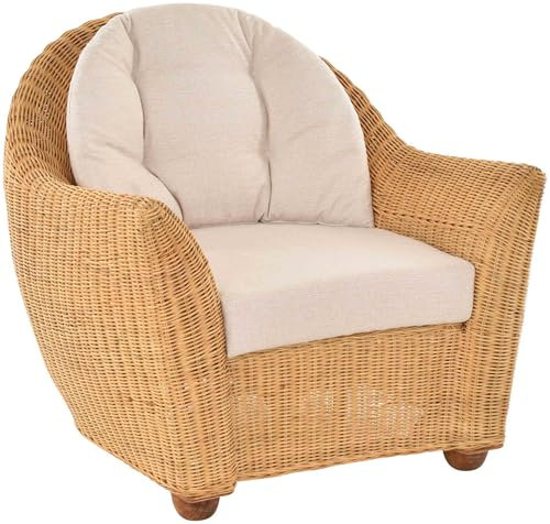 Krines Home Wohnzimmer Rattansessel Nassau Korbsessel Wintergarten Lounge Sessel (Honig, Sessel)