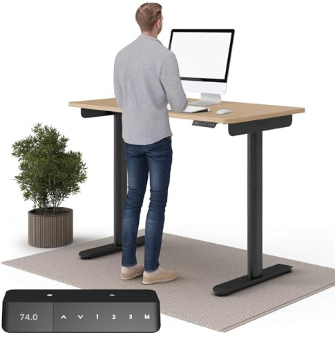 Ergotopia Desktopia One höhenverstellbarer Schreibtisch | elektrischer Schreibtisch höhenverstellbar | Bürotisch höhenverstellbar, Verstellbarer Tisch TÜV-geprüft, 7 Jahre Garantie 138x65 cm