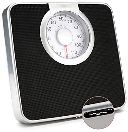 OZBME Báscula mecánica analógica Profesional, báscula de baño de precisión con Esfera Extragrande, sin botón/sin batería, medición de Salud, 120 kg/Negro