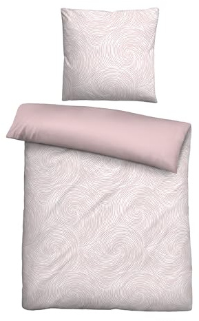 biberna Premium Tencel Bettwäsche Garnitur 135x200 cm Rose | 100% Lyocell | pflegeleicht, glatt, temperaturregulierend | Reißverschluss | Sommerbettwäsche aus Eukalyptus | Strudel | Modell 0474495