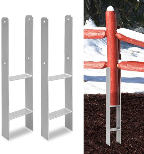 Jiubiaz 2er Set H-Pfostenanker 121 x600 mm – H-Pfostenhalter für Zaun- und Holzpfosten, Robuste H-Anker für Gartenzaun, Carport, Pavillon und Holzbauprojekte