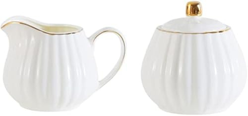 BODHIS Pichet à crème, pichet à café rayé, pichet à Sauce au Lait avec poignée, Service à café, sucrier (Ensemble)