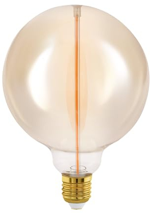 EGLO E27 LED Lampe dimmbar in Stufen Glühbirne, Ø 12,5 cm | Dimmen mit Lichtschalter, Vintage Globe Leuchtmittel amber, 2 Watt, 100 Lumen, warmweiß, 1800 K, Edison Birne G125
