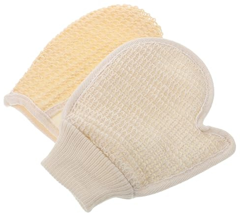HONITANO 2 Stück Sisal Peelinghandschuhe Baumwoll Mischung 25x17cm 21x18cm Ganzkörper Duschhandschuhe Hautfreundlich Spa Badehandschuhe