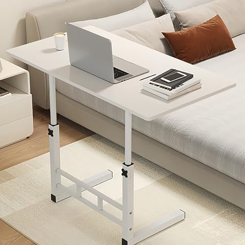Tragbarer, höhenverstellbarer Laptop-Schreibtisch mit mehrlagigem Ablagefach, rollbarer Stehpult für Zuhause, Büro, Weiß (80 x 40 cm)