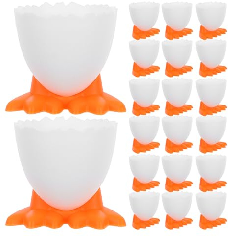Alipis 20 Pièces Plateau D'oeufs Porte-œufs en Forme De Poulet Coquetier Tasses à Œufs Porte-Oeuf Dur Tasses en Forme D'oeuf Contenant D'oeufs Durs Comptoir Porte-œufs Plastique Blanche