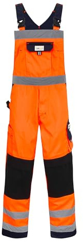 CraftGear Personalisierte Arbeitslatzhose Herren – Reflektierende Latzhose Lang Arbeitshosen Männer mit Hosenträger für Outdoor (DE/NL/SE/PL, Numerisch, 46, Regular, Regular, Personalisierte Orange)