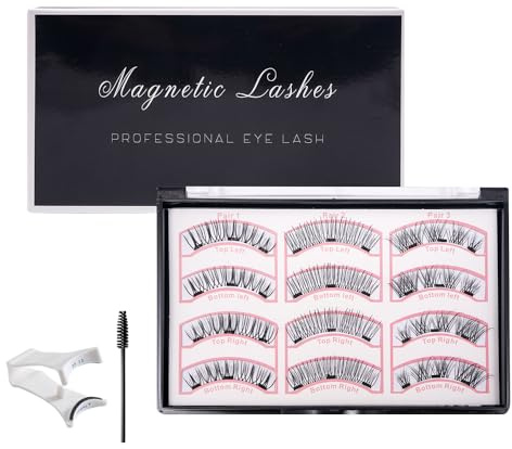 XFSRG Set Faux Cils Magnétiques Léger 6 Paires de Faux Cil Magnétique avec Pince et Brosse Réutilisable Sans Colle Effet Naturel Cils pour Maquillage Quotidien （B）