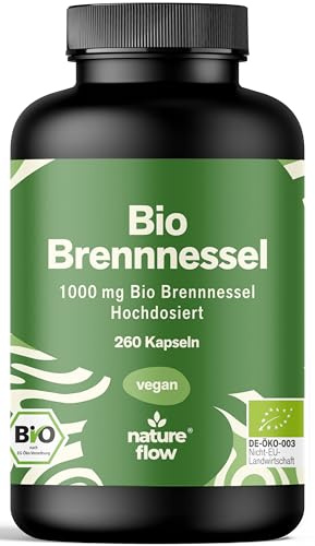 Bio Brennesselkapseln hochdosiert – 260 Kapseln – 1000 mg pro Tag | Aus kontrolliert biologischem Anbau – vegan, produziert in Deutschland, laborgeprüft