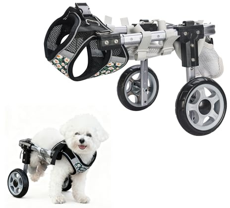 Dog Wheelchair for Back Legs,Adjustable Pets Cart Mobility Aids for Little Pets,Chest & Thigh Support,Suitable Small Medium Dogs (Two Rounds, L)