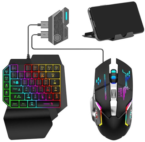 Kleine -Tastatur, mechanische Tastatur und Maus, mit Blue Tooth 5.0-Konverter, niedrige Latenz, für Laptop, zum Spielen während des Ladevorgangs