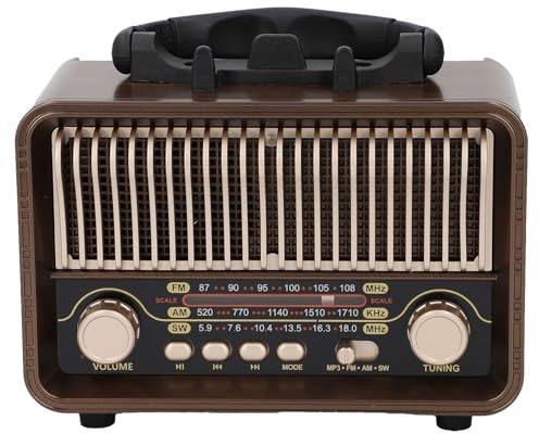Jolliman Vintage Retro Radio AM/FM/SW, Small Portable Radio with Bluetooth 5.0 Speaker 7W, Rechargeable Battery & Mains Powered, Classic Radio with USB/TF/AUX Input, Loud Speaker for Home & Office