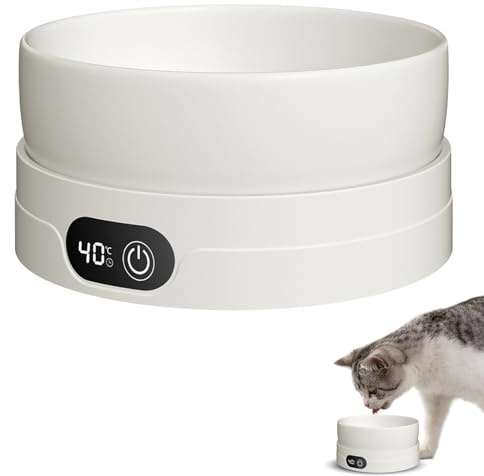 Beheizbarer Wassernapf für Hunde, 4 Temperaturstufen, Automatischer Trinknapf für Haustiere, beheizter Außennapf für Katzen, geeignet für Hühner, Enten, Vögel, Tiere, Kätzchen, Welpen (Weiß)