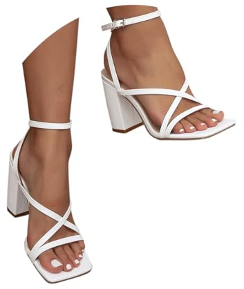 Minetom Sandales Femme Talon Bloc Élégant Été Bout Ouvert Talons Hauts Fête Soirée Mariage Bureau Chaussures