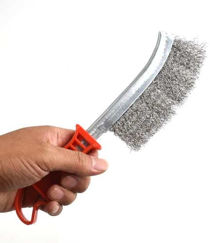 Cepillo para preparación de óxido, alambre de soldadura de costura de 235 mm, limpieza de 0 3 mm, diámetro de alambre. Acero inoxidable, longitud de metal, mango de plástico antideslizante, 32 mm