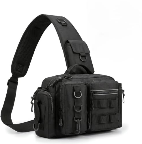 Fishing Tackle Bag & Tool Bag - Large Capacity Waterproof Fishing Tackle Backpack Crossbody Bag for Fish Bait & Hook Storage, Multi-Pocket Lightweight Fishing Rod Bag for Outdoor Fishing Enthusiasts