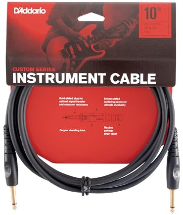 D'Addario Custom Serie Gitarrenkabel | HÖCHSTE QUALITÄT DER BELIEBTESTEN ZUBEHÖRMARKE WELTWEIT | PW-G-10 | 3 Meter | 2 gerade Stecker