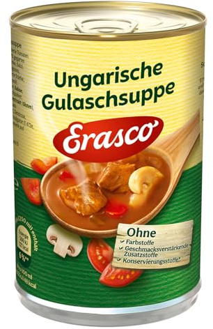 Erasco Ungarische Gulaschsuppe mit zartem Rindfleisch und viel Gemüse (3 x 390ml), Schnell und einfach zubereitet