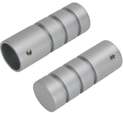 Liedeco Endkappe, Endstück Zylinder mit Rillen für Gardinenstange 20 mm ø Pur | Silber | 2 Stück