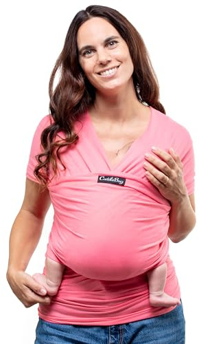 CuddleBug Babytragetuch ab Geburt bis 36 Monate (3,2-15,8 kg) - Kuscheliges & Elastisches Tragetuch Baby, Verstellbar von XS bis XXL, Stillfreundlich & Einfach zu Binden (Pink)