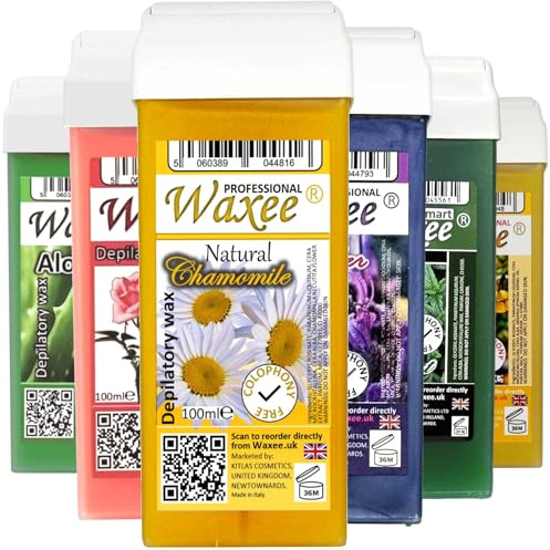 Roll on wax cartridge roller wax refill 100ml hair removal, waxing Herbal line from UK brand- Waxee. Mix of 6pcs